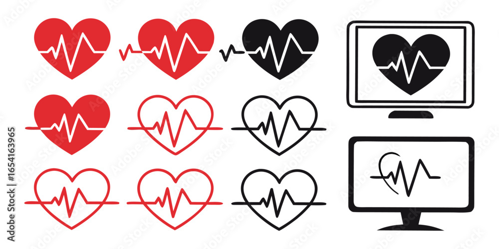 Φωτογραφία Heartbeat icons symbolize health, wellness, and vitality, perfect for medical, h