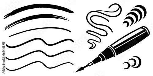 Dynamic pen strokes and design elements ready to elevate your creative projects with stylish flair