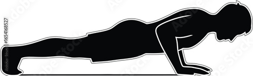 Silhouette of a man doing pushups, fitness exercise for strength and health, a powerful workout routine