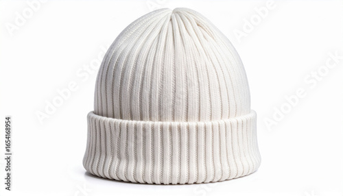 White wool hat on white background