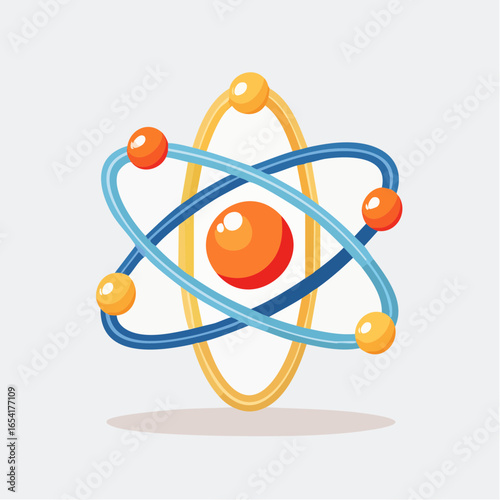 Simple atom model showing electrons orbiting a nucleus structure