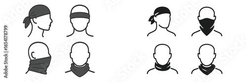 Variety of headwear styles including bandanas and face coverings