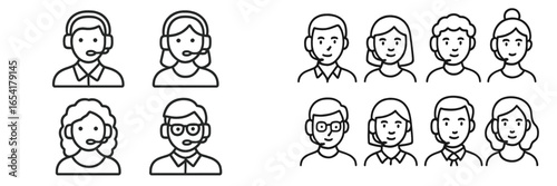 Group of diverse individuals engaged in customer support and teamwork at an office environment