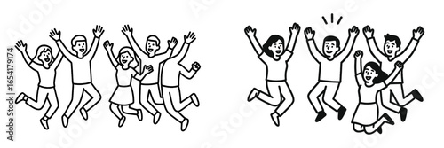 Group of excited people celebrating together in a joyful moment during a festive occasion