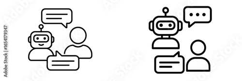 Discussion between a person and a chatbot in a digital communication context at a modern workspace during weekday hours