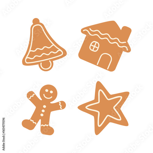 set of christmas gingerbread cookies isolated vector illustration