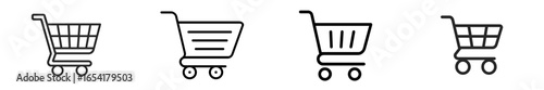 Various designs of shopping carts on a clean white background showcasing different styles and structures