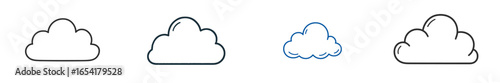 Different styles of clouds represent various weather patterns displayed in a minimalist design showcasing simplicity and creativity