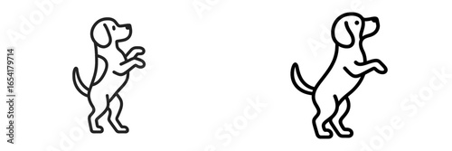 Playful dogs standing on hind legs in a fun and engaging illustration suitable for children's materials or pet-related content