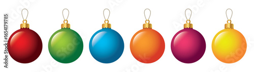 set of colorful christmas balls isolated vector illustration