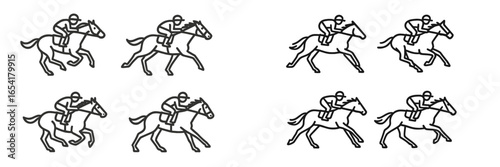 Horse racing competition with jockeys in dynamic action on race day at the track