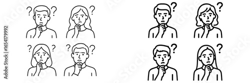 Group of people expressing confusion and thoughtfulness in a creative depiction
