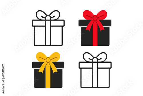 Colorful gift boxes with ribbons arranged in a creative display for celebration or event decoration