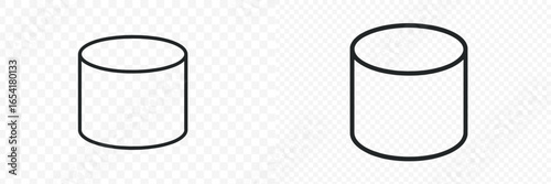 Simple geometric shapes demonstrating cylindrical forms in a clear and minimalistic design for educational purposes