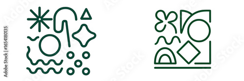 Festive abstract designs with geometric shapes and patterns reflecting holiday cheer and creative inspiration