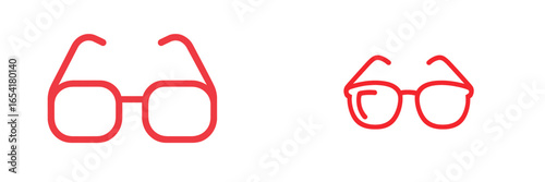 Creative illustration of red eyeglasses highlighting different styles and designs for optical fashion