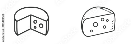 Different types of cheese presented on a white background with distinct shapes and textures