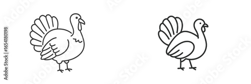 Two cartoon turkeys standing side by side in a simple, playful design ideal for festive decor or holiday celebrations