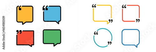 Colorful speech bubbles showcasing various shapes and colors, perfect for illustrating dialogue or conversations in design projects