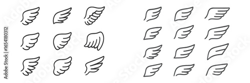 Unique collection of wing designs showcasing various styles and shapes for creative inspiration and artistic exploration