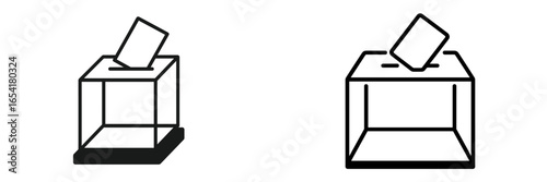 Voting process illustrated with ballot boxes used in elections taking place in various locations