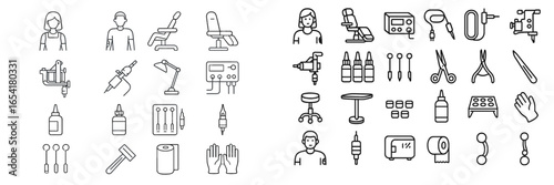 Tattoo studio setup featuring equipment, tools, and professional staff in a clean and organized environment