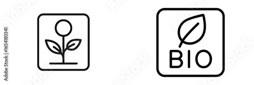 Simple line art symbols representing organic and natural concepts in modern design for eco-friendly initiatives