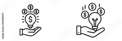 Creative concepts of business ideas represented by lightbulbs and money symbols showing innovation and investment
