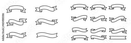 Collection of decorative ribbon banners for graphic design and creative projects on a white background