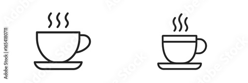 Different styles of coffee cups showcasing steam rising, captured in a minimalist setting on a white background
