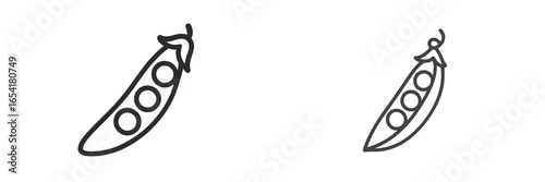 Illustration of green peas with delicate outlines showcasing seed pods in a minimalistic style