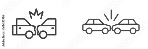 Car collision icons representing traffic accidents in a simple and clear style