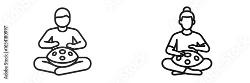 Musicians play handpan instruments in a serene environment during a calm afternoon