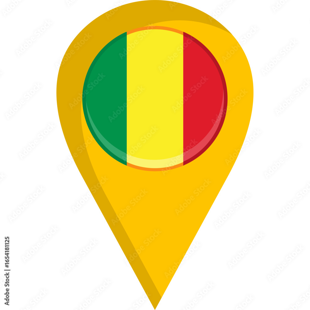 Fototapeta premium Mali Flag Location Pin Icon