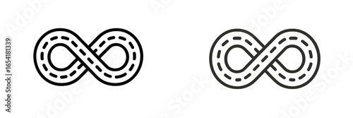 Two variations of infinity symbol design showcasing outline and filled styles for creative applications