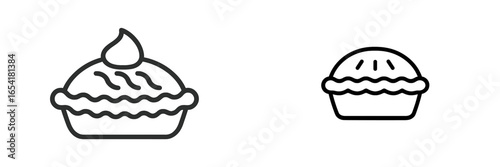 Detailed illustrations of two pie designs showcasing different styles and sizes, emphasizing the art of baking in a simplistic manner