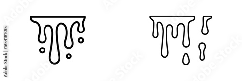 Dripping liquid icons designed with simple black lines on a white background for graphic use in various creative projects