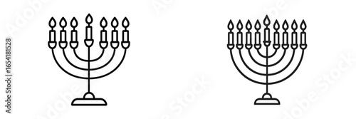 Menorah illustrations side by side showcasing traditional Jewish symbol during Hanukkah celebration