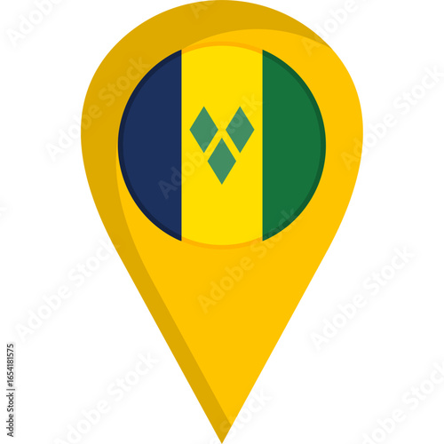 Free Download Saint Vincent and the Gren Flag Location Pin Icon - GFXLoad