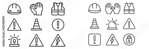 Construction safety icons for worksite awareness and hazard identification in various formats