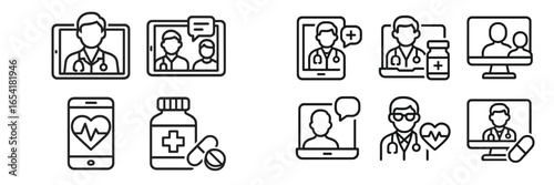 Medical professionals engage in virtual consultations and health monitoring devices in modern healthcare settings