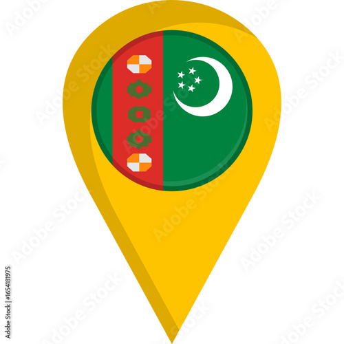 Turkmenistan Flag Location Pin Icon