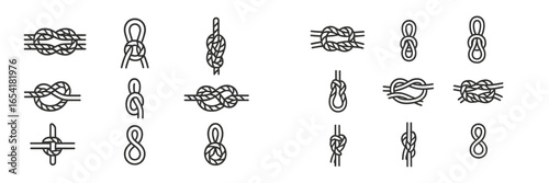 Various knot designs arranged in a grid showing different techniques and styles for practical use and artistry