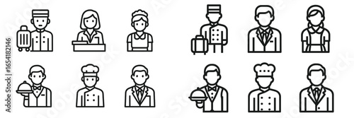 Staff members provide various services in a hotel setting during daytime hours