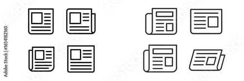 Multiple newspaper layouts featuring various designs and formats for print media and digital content