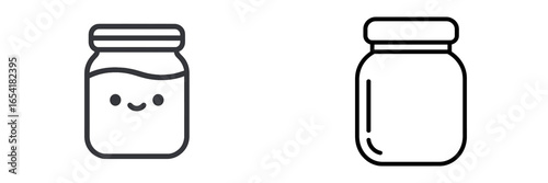 Cute and simple jar design featuring a happy face next to a plain jar on a white background