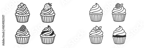 Colorful cupcake designs showcase delightful frosting and toppings