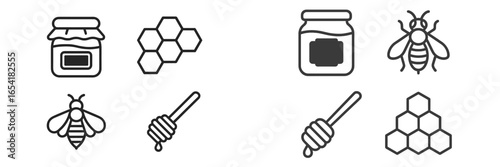 Vector illustration of honey, bees, and honeycomb for nature lovers