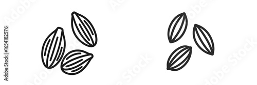 Graphical representation of isolated almond nuts on a white background