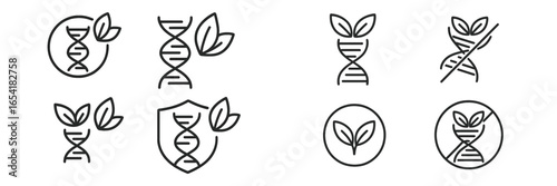 Vector icons representing DNA and plant growth concepts together